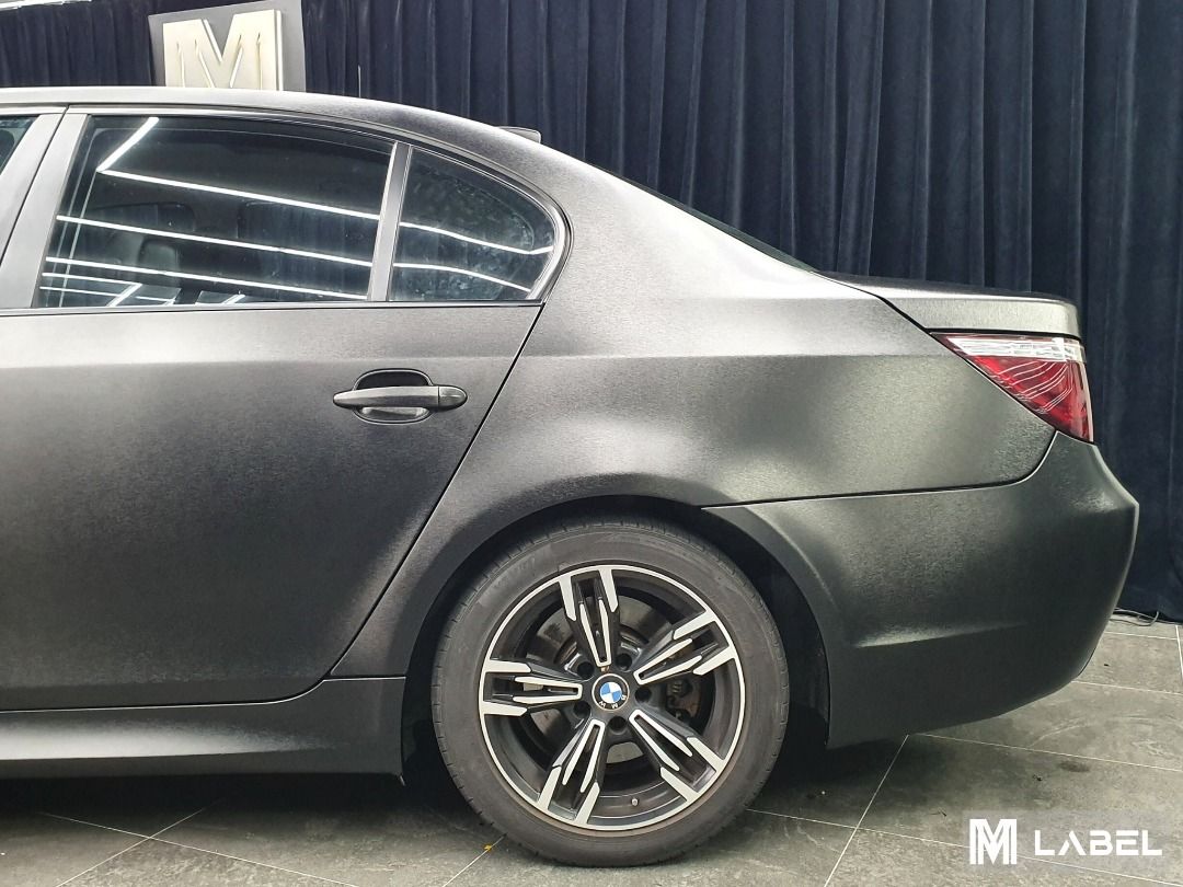 BMW E60 Full Vinyl Wrap Brush Metallic Black, Car Accessories, Car