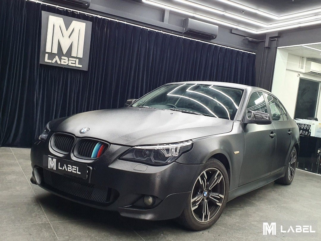 BMW E60 Full Vinyl Wrap Brush Metallic Black, Car Accessories, Car