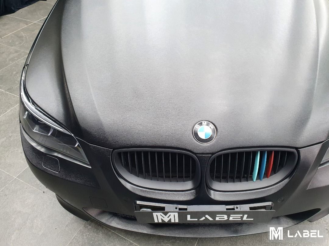 BMW E60 Full Vinyl Wrap Brush Metallic Black, Car Accessories, Car