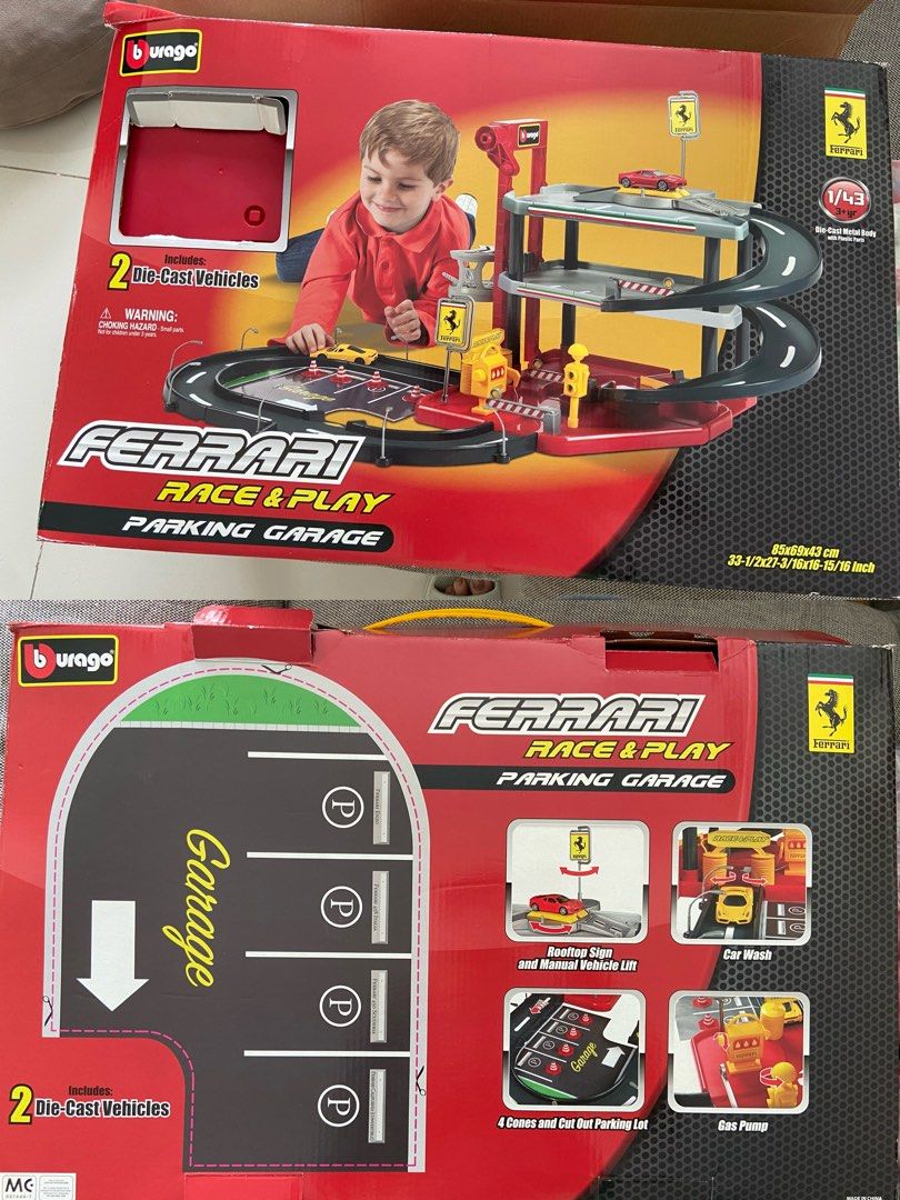 Burago Ferrari race and go car parking garage Hobbies Toys