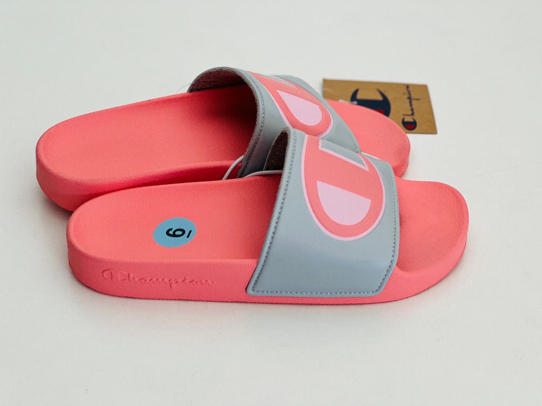 CHAMPION IPO CLASSIC GREY CORAL SLIP ON SLIDES SANDALS SLIPPERS US 6 EU 36