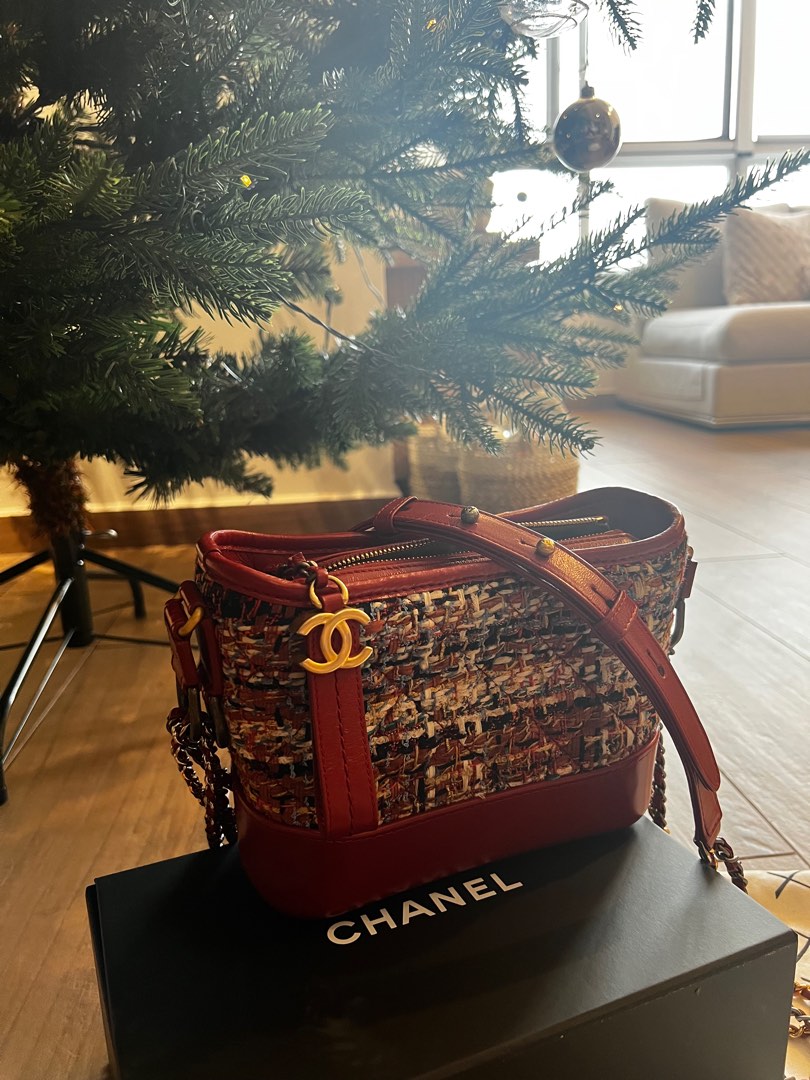 Chanel Small Gabrielle hobo bag with Top Handle Croc-embossed Calfskin