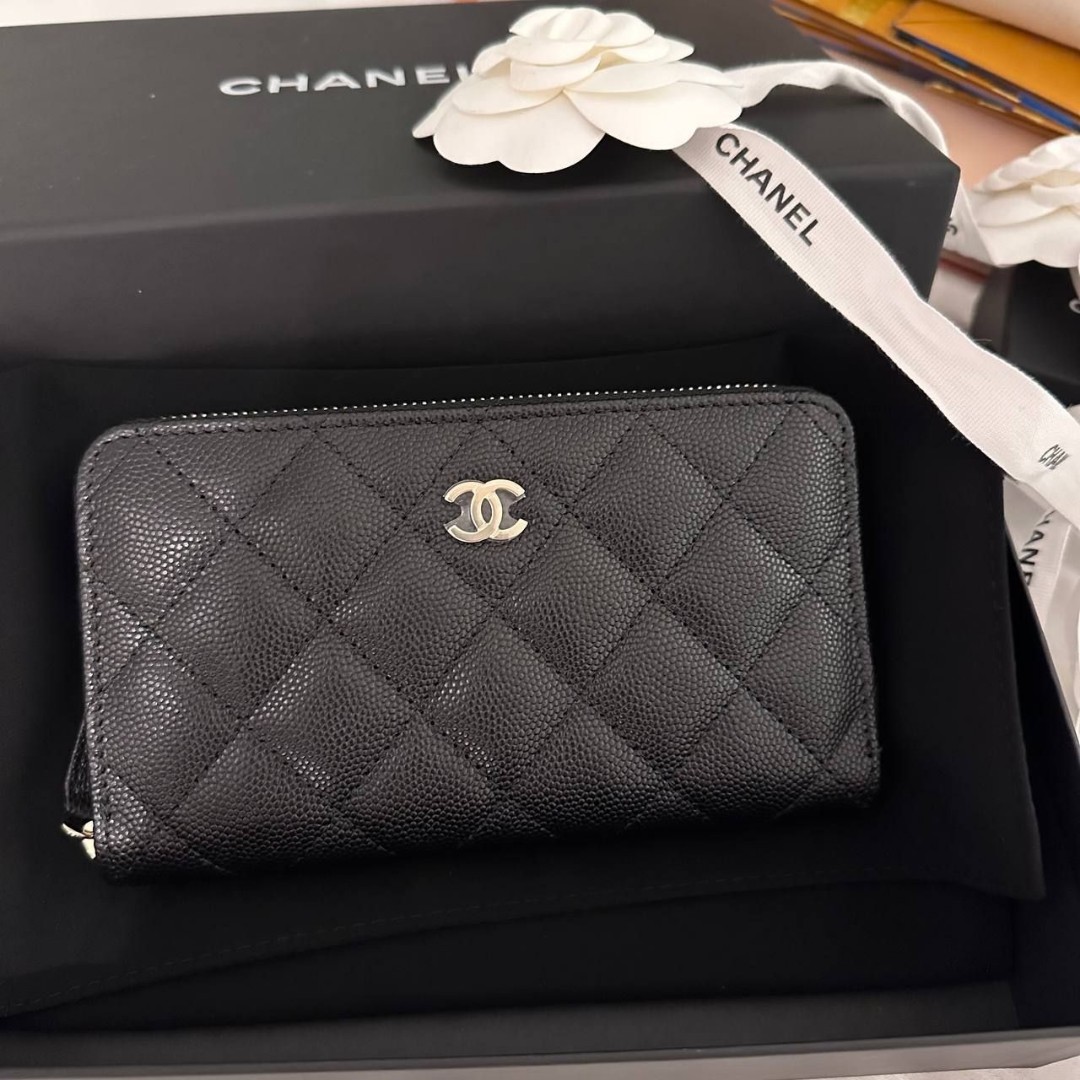 Authentic CHANEL Classic Flap Wallet Black Lambskin Leather  Medium  Ruby  Lane