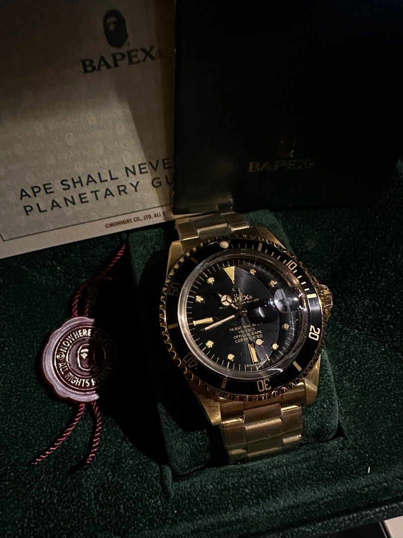 A BATHING APE Classic Type 1 Bapex M Gold/Black/Bkack, 名牌, 手錶