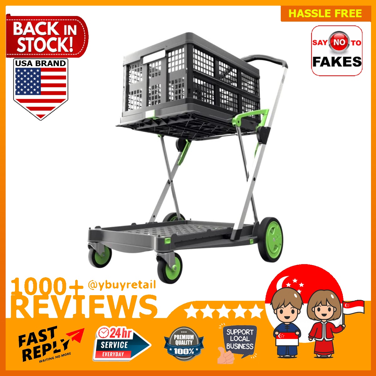 CLAX, Multi use Functional Collapsible carts, Mobile Folding Trolley, Shopping  cart with Storage Crate (Green), Hobbies & Toys, Travel, Travel Essentials  & Accessories on Carousell