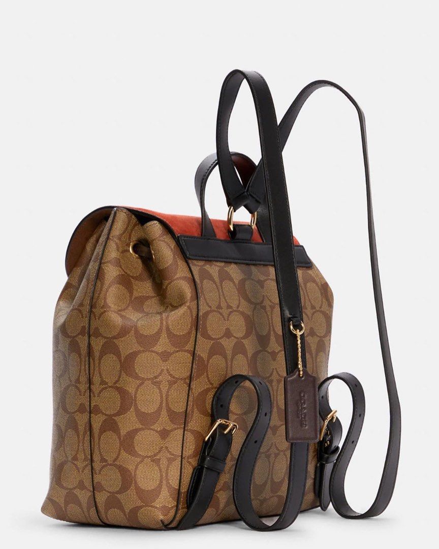 coach kleo backpack in signature canvas, Women's Fashion, Bags