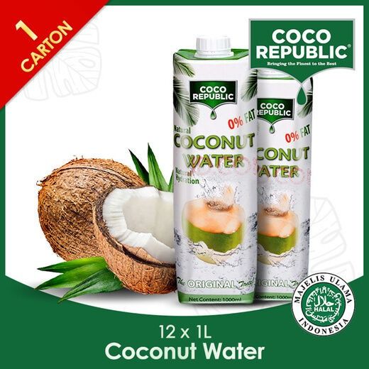 Coco Republic Coconut Water Original, 12 X 1L, Food & Drinks, Beverages