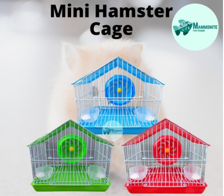 Colorful Collapsible Small Hamster Cage TRIANGLE Roof With Feeding Cups ...