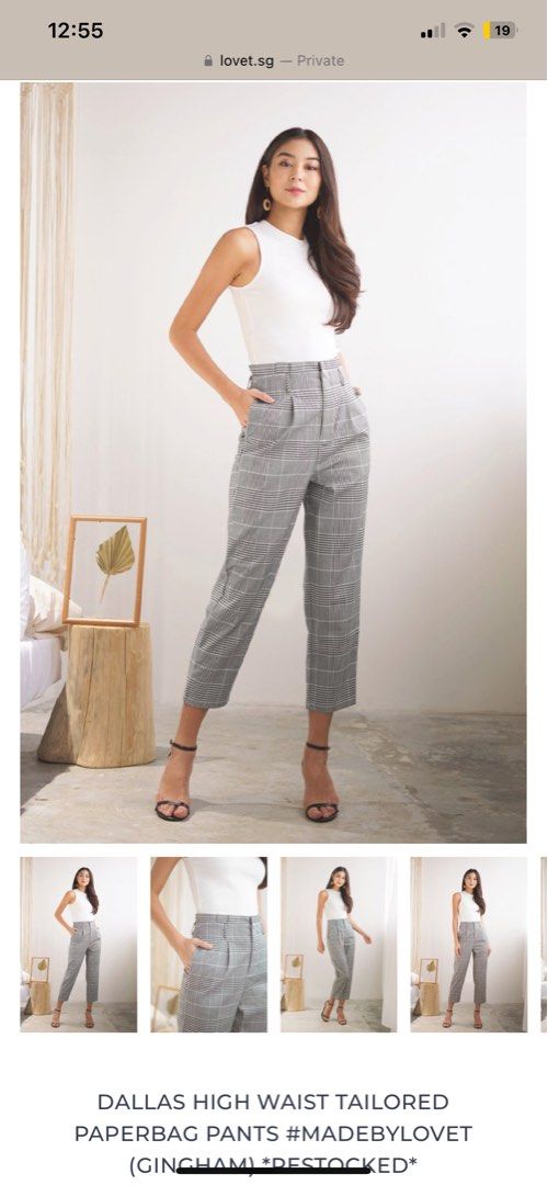 Gingham paperbag clearance trousers