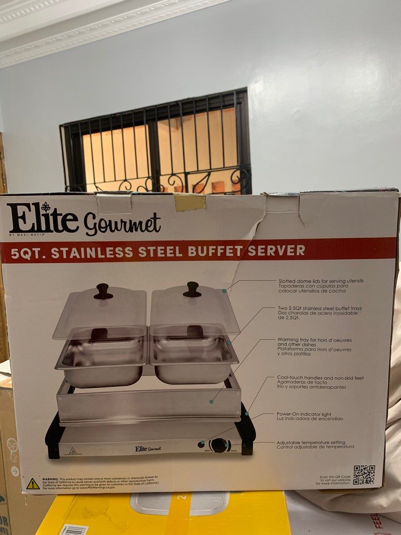 Elite gourmet stainless steel buffet server, Furniture & Home Living