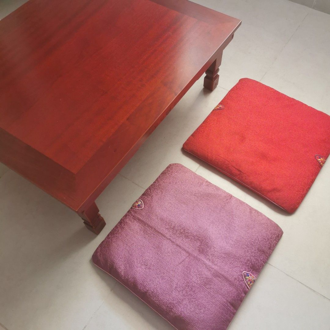 Foldable Korean Wooden Table and Seats Set, Furniture & Home Living