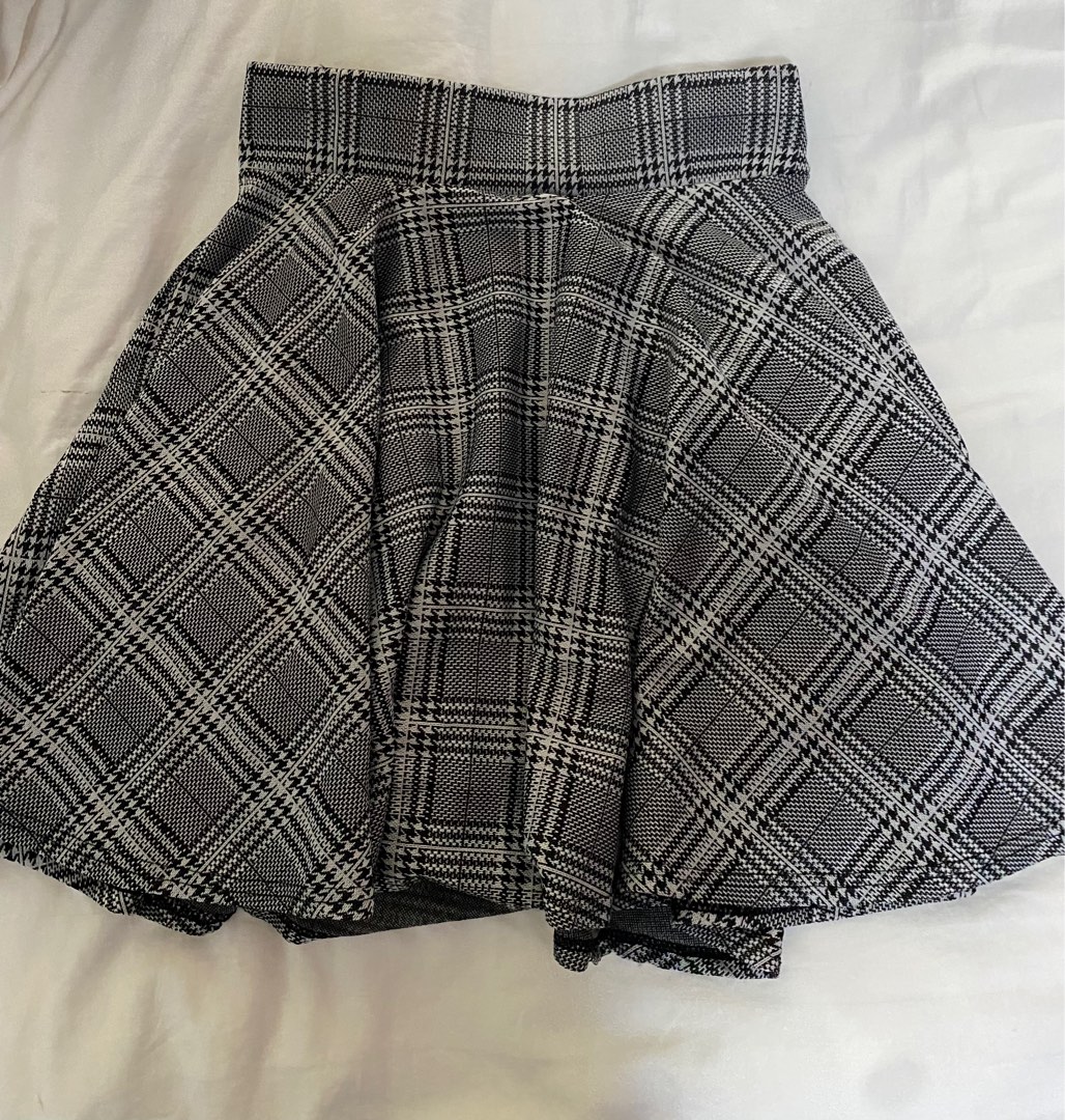 Gray Plaid Mini Skirt