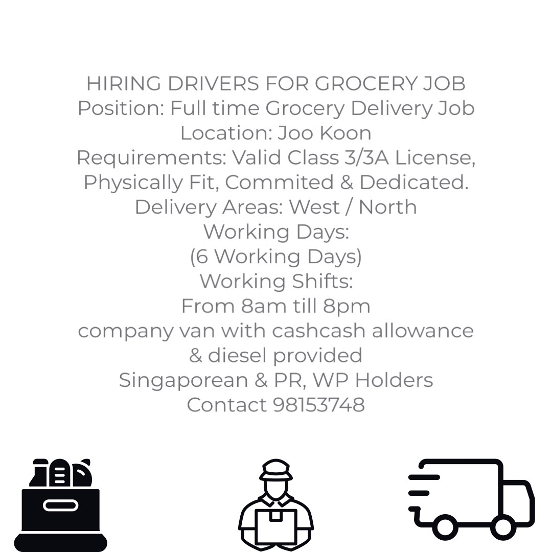 HIRING GROCERY DELIVERY DRIVERS, Jobs, Transport & Delivery on Carousell