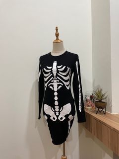 H&M skeleton bodycon black longsleeve dress