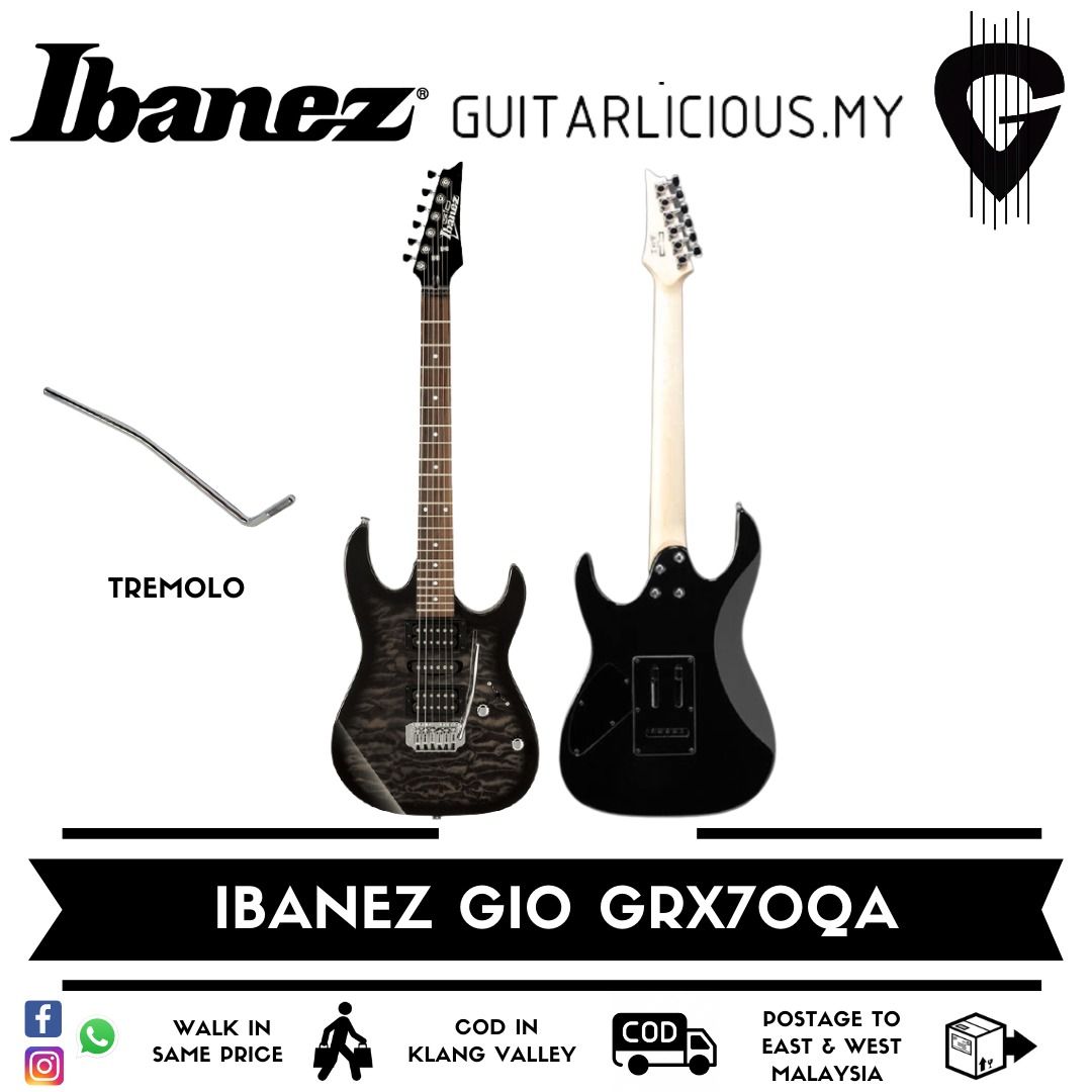 Ibanez GIO GRX70QA Humbucker HSH Tremolo Electric Guitar Transparent Black Burst GRX70QA TKS GRX70 GRX 70