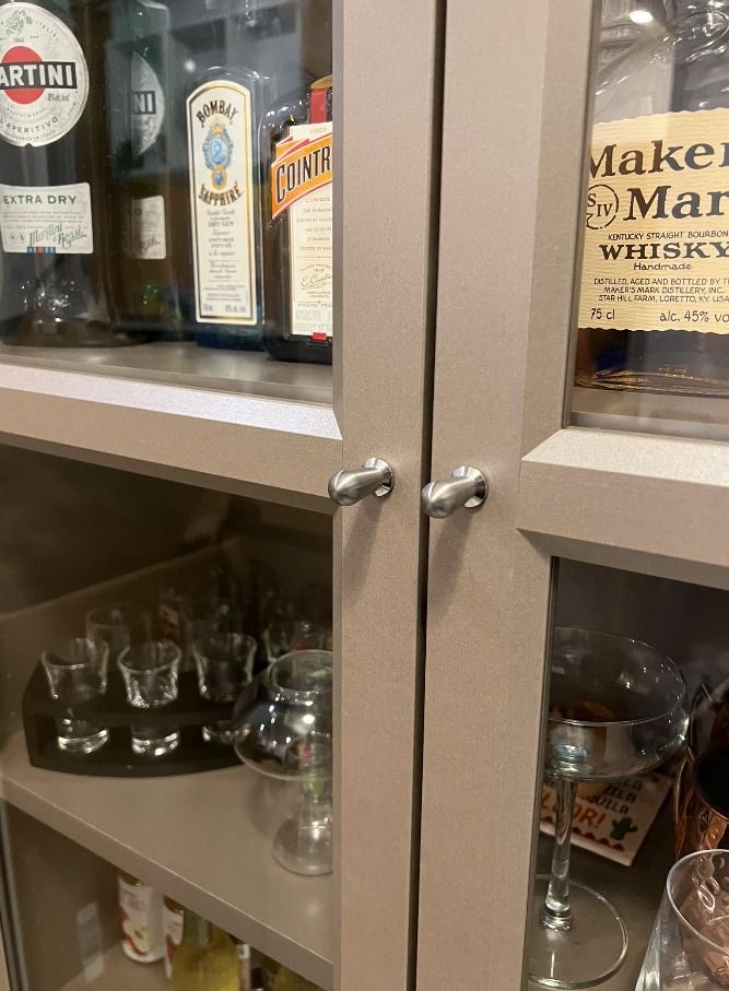 IKEA BILLY Bookcase with glassdoors, grey/metallic effect, 80x30x202