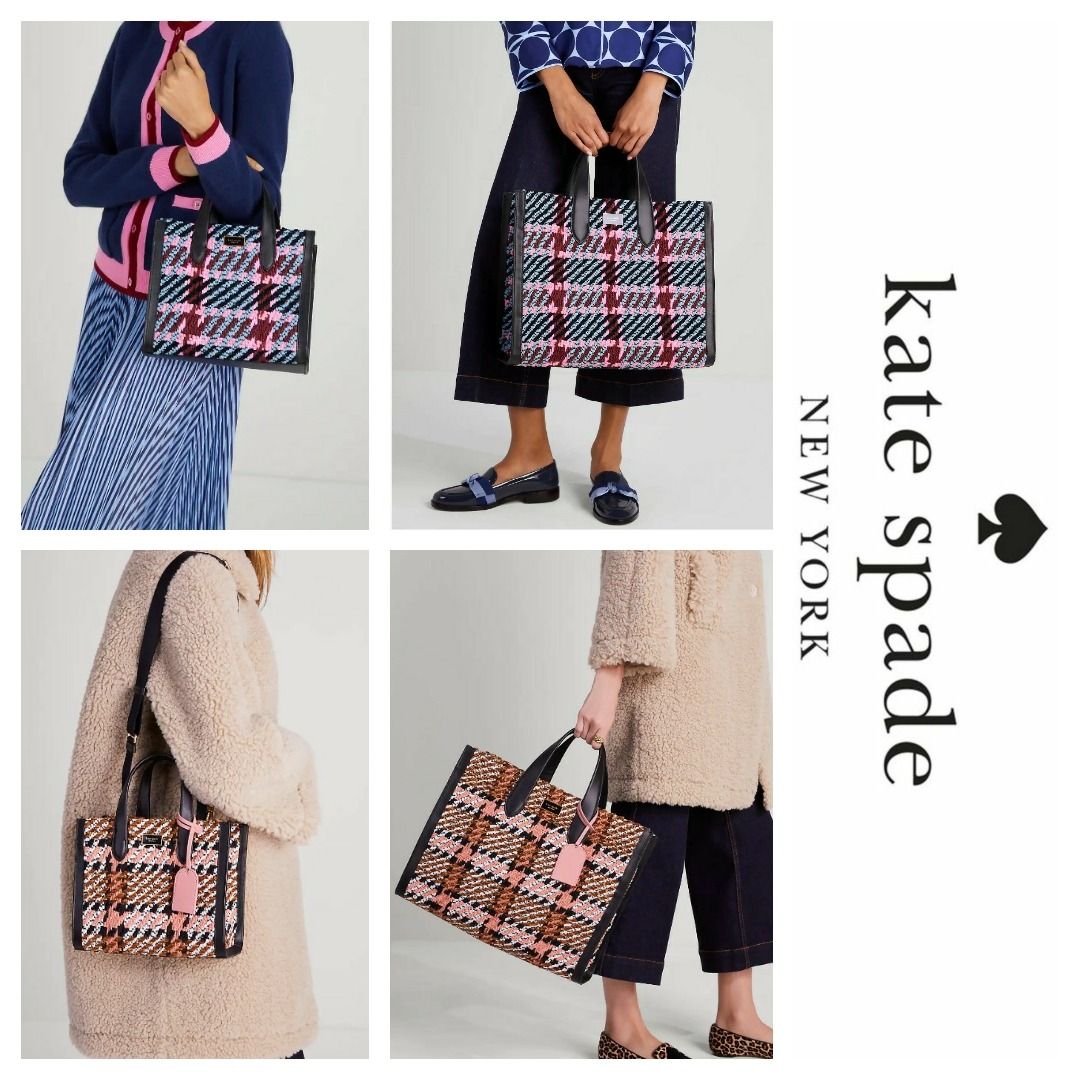 KATE SPADE Manhattan Plaid Tote Available In 2 Sizes Luxury Bags