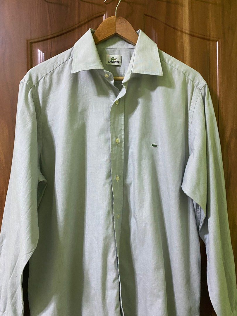 Lacoste Button down long sleeves (Category: Formal Shirts) located in Caloocan City. Submitted by rnstabug (Listing ID 1204379282, Image 2). Description: Lacoste button down Long Sleeves very excellent condition complete tags no issues 23x30 dimes fits medium to large thank you 🙌🏼 .
