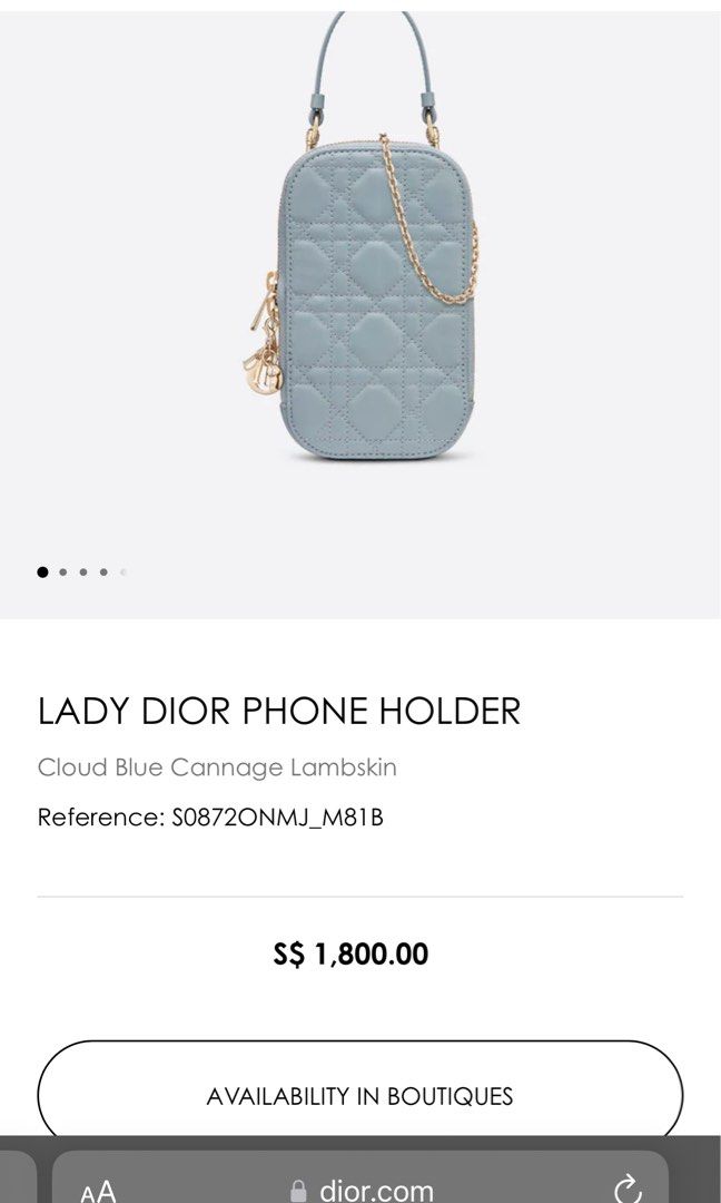 Christian Dior Lady Dior Phone Holder on Chain Cannage Quilt