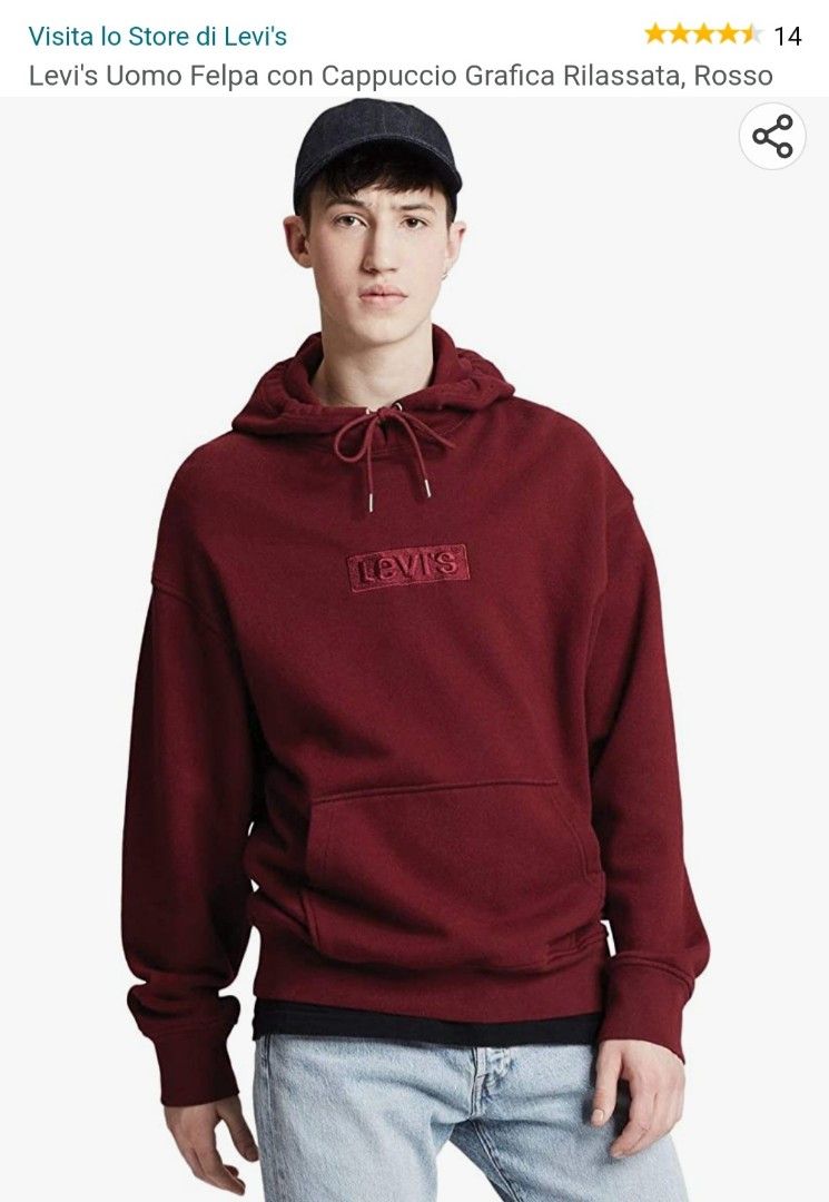 LEVIS EMBROIDERED BOX LOGO HOODIE (P23/L28) MAROON, Men's Fashion, Tops &  Sets, Hoodies on Carousell