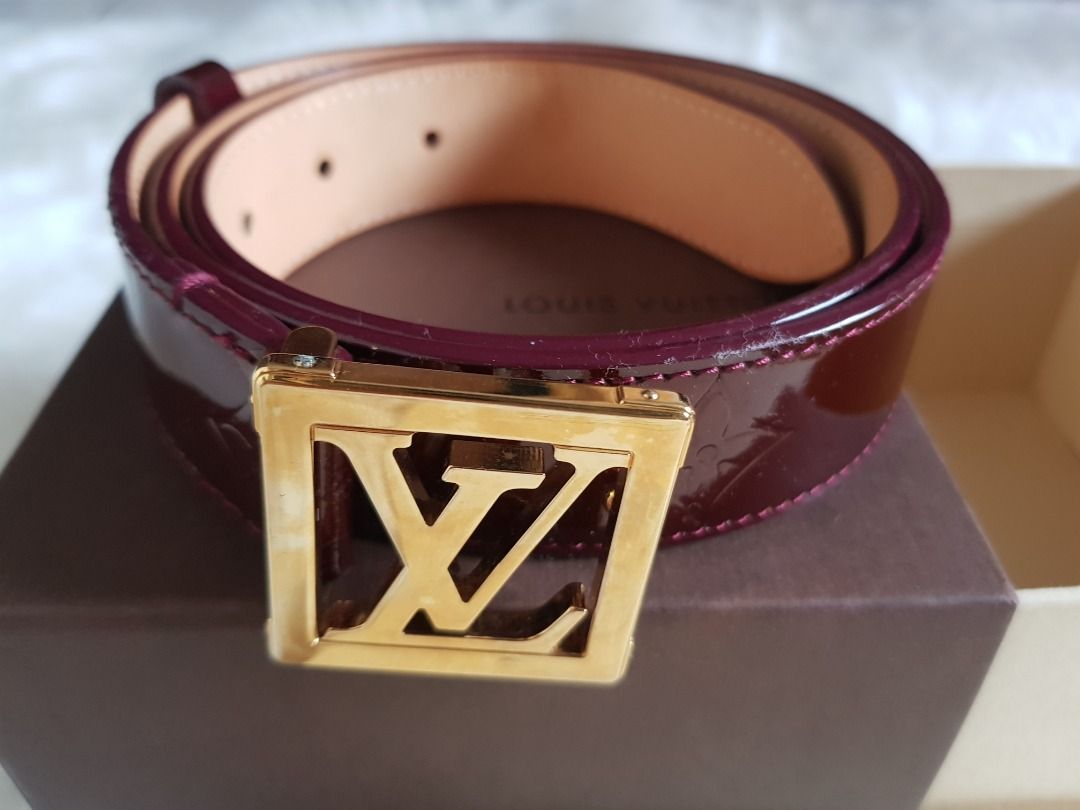 Louis Vuitton Amarante Monogram Vernis LV Frame Belt - Ziniosa