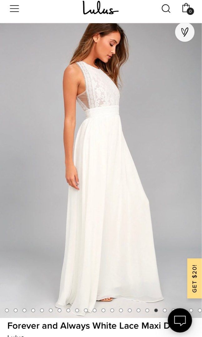 Lulus maxi white lace dress Women s Fashion Dresses Sets Evening Dresses Gowns on Carousell