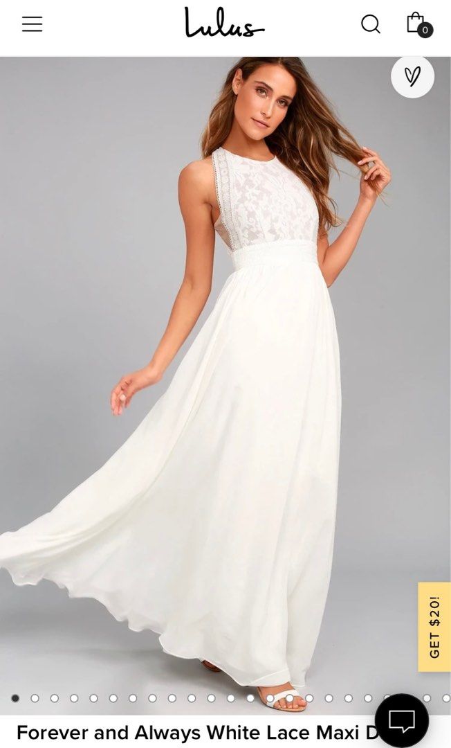 Lulus maxi white lace dress Women s Fashion Dresses Sets