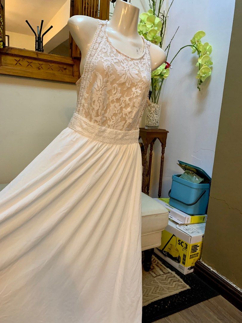 Forever and always on sale white lace maxi dress