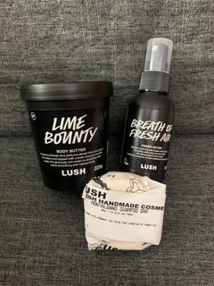 Lush | Lime Bounty Body Butter, Montalbano Handmade Shampoo Bar, Breath of Fresh Air Toner Water Set