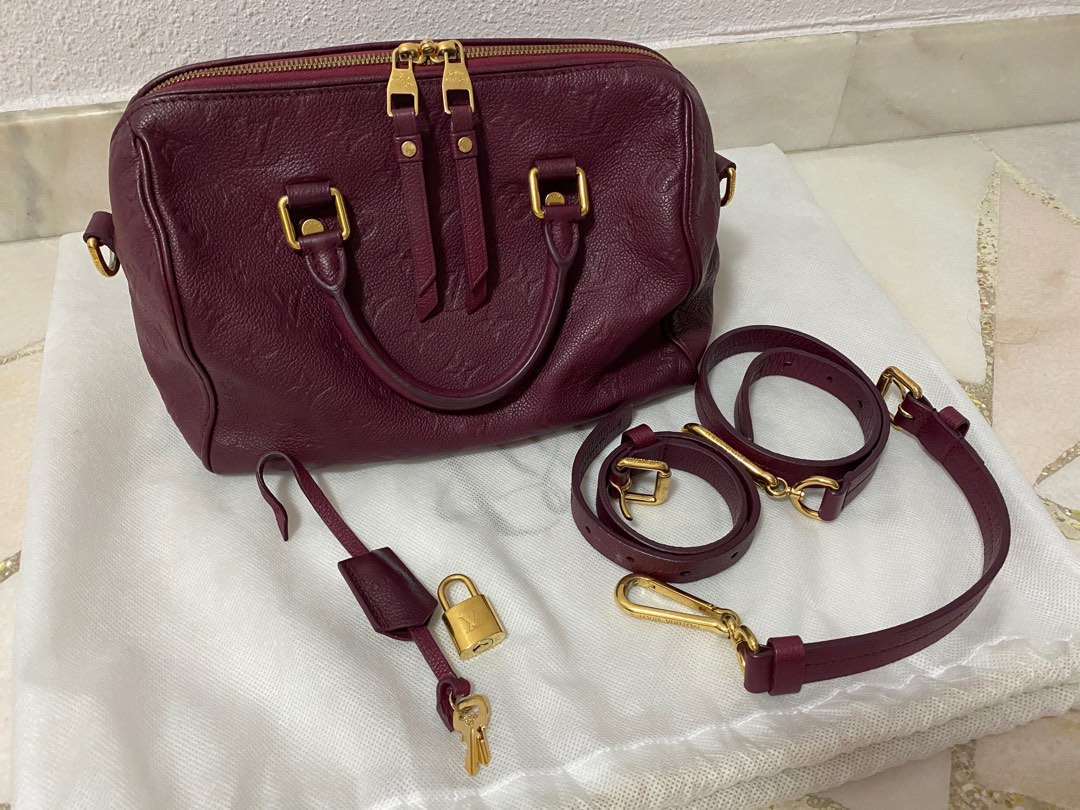 Louis Vuitton Aurore Empreinte Leather Speedy Bandouliere 25 Bag with Strap