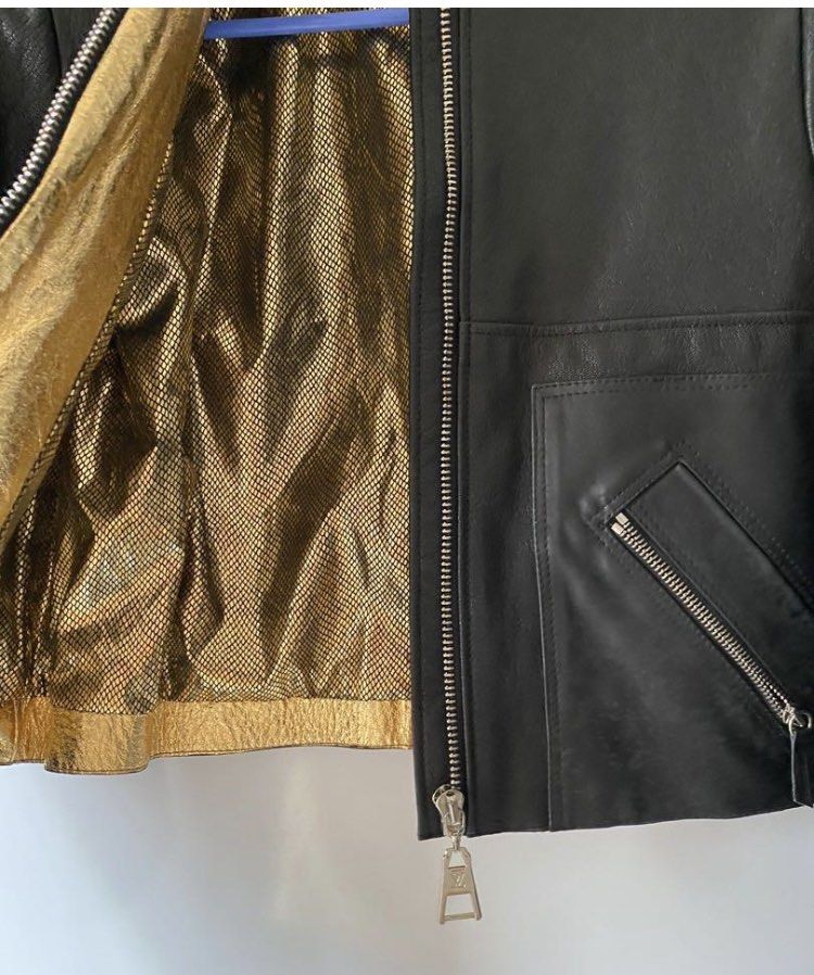 LV ladies leather jacket, Luxury, Apparel on Carousell
