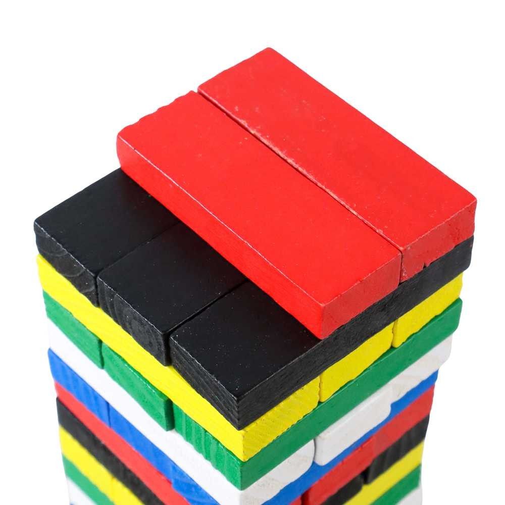 Mainan Menyusun Balok Blocks Uno Stacko Bahan Kayu 54 Balok Bonus Dadu