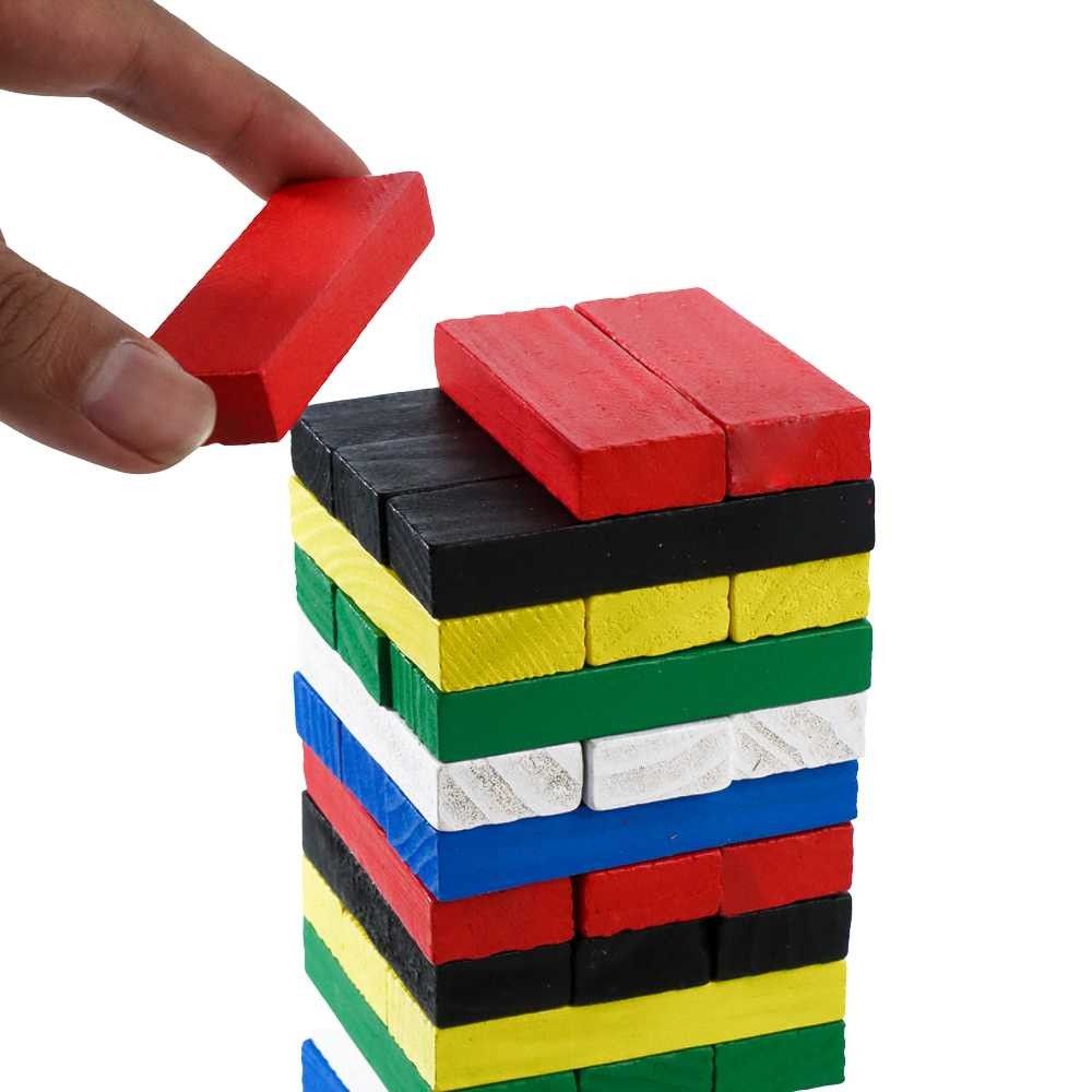 Mainan Menyusun Balok Blocks Uno Stacko Bahan Kayu 54 Balok Bonus Dadu