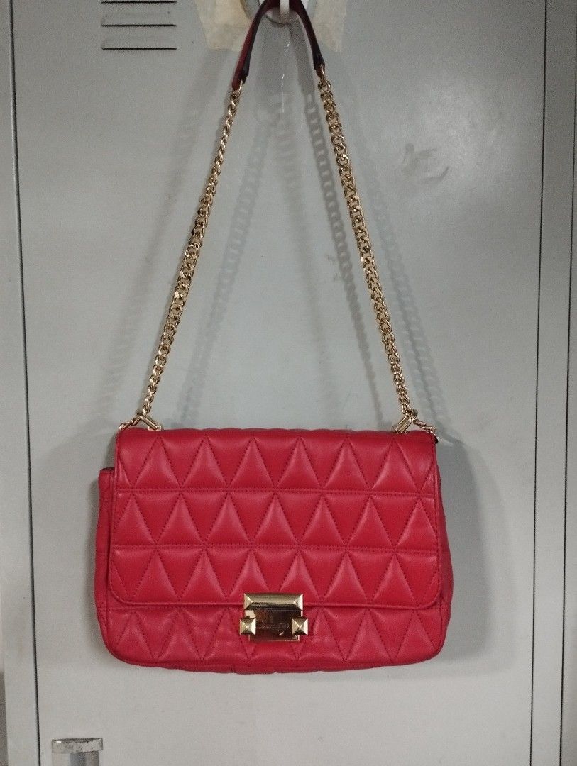 Michael Kors Bright Red Small Sloan Matelasse Leather Bag