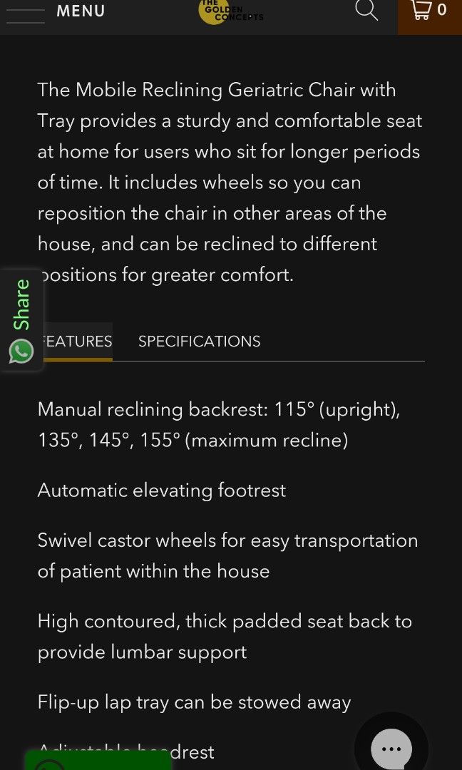 Mobile Recliner Geriatric Chair with Tray Health Nutrition