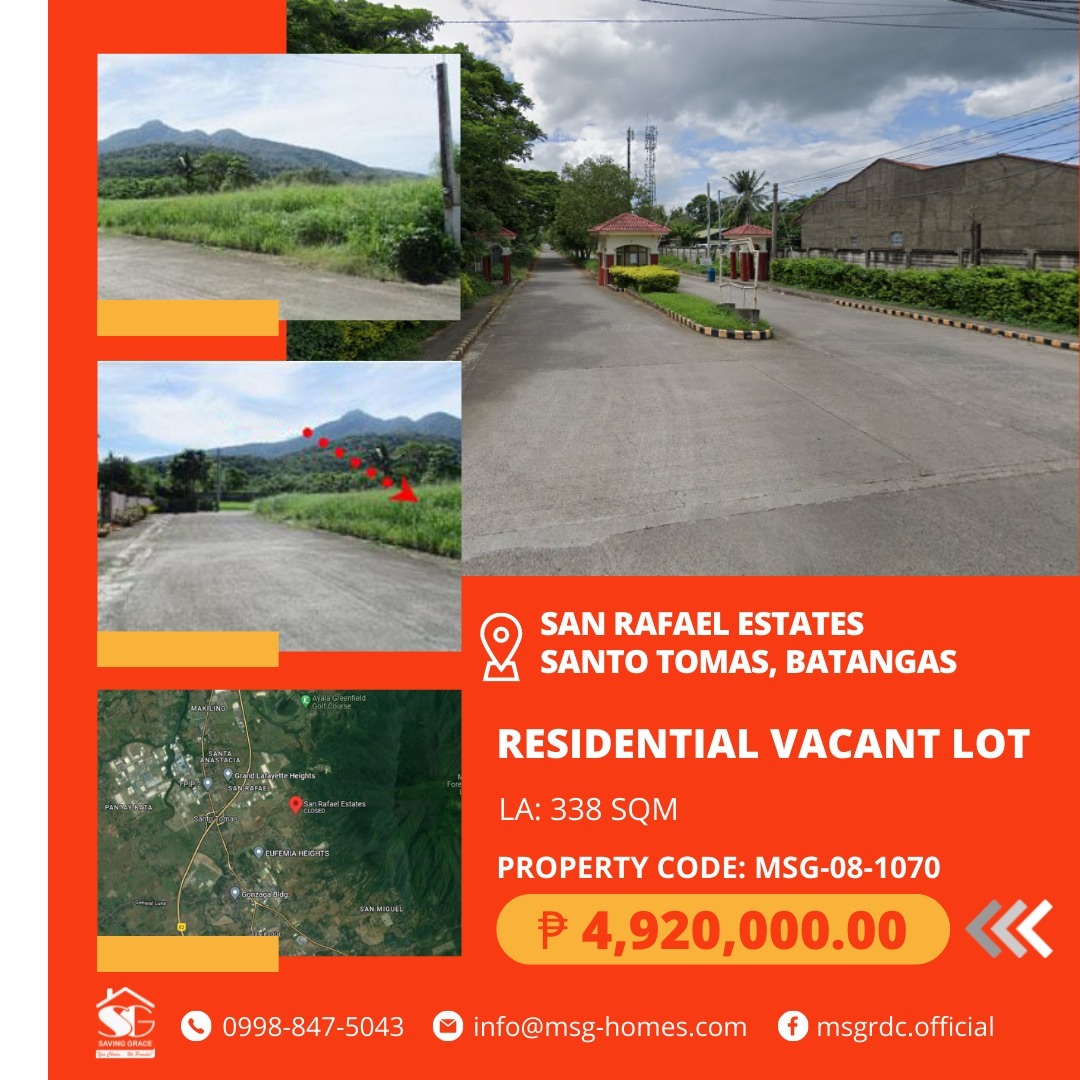 MSG081070 Foreclosed ResidentialVacant Lot in San Rafael Estates, Brgy. Santiago, Santo Tomas