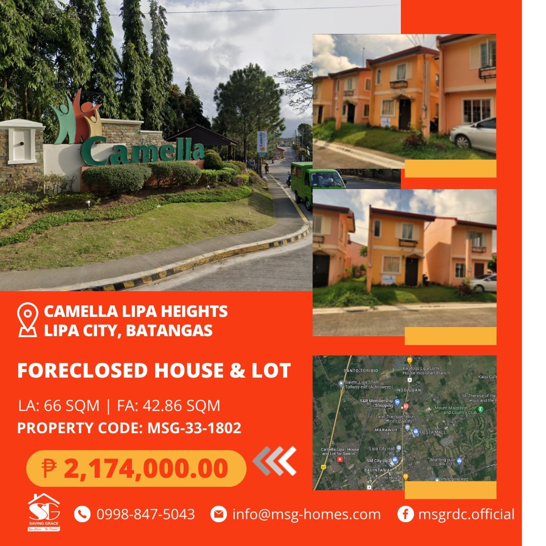 MSG331802 Foreclosed House & Lot in Camella Lipa Heights, Brgy Tibig