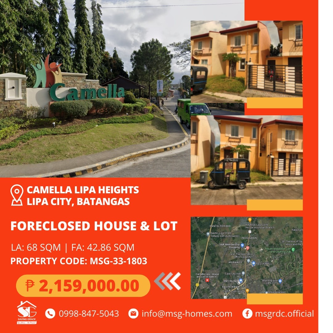 MSG331803 Foreclosed House & Lot in Camella Lipa Heights, Brgy