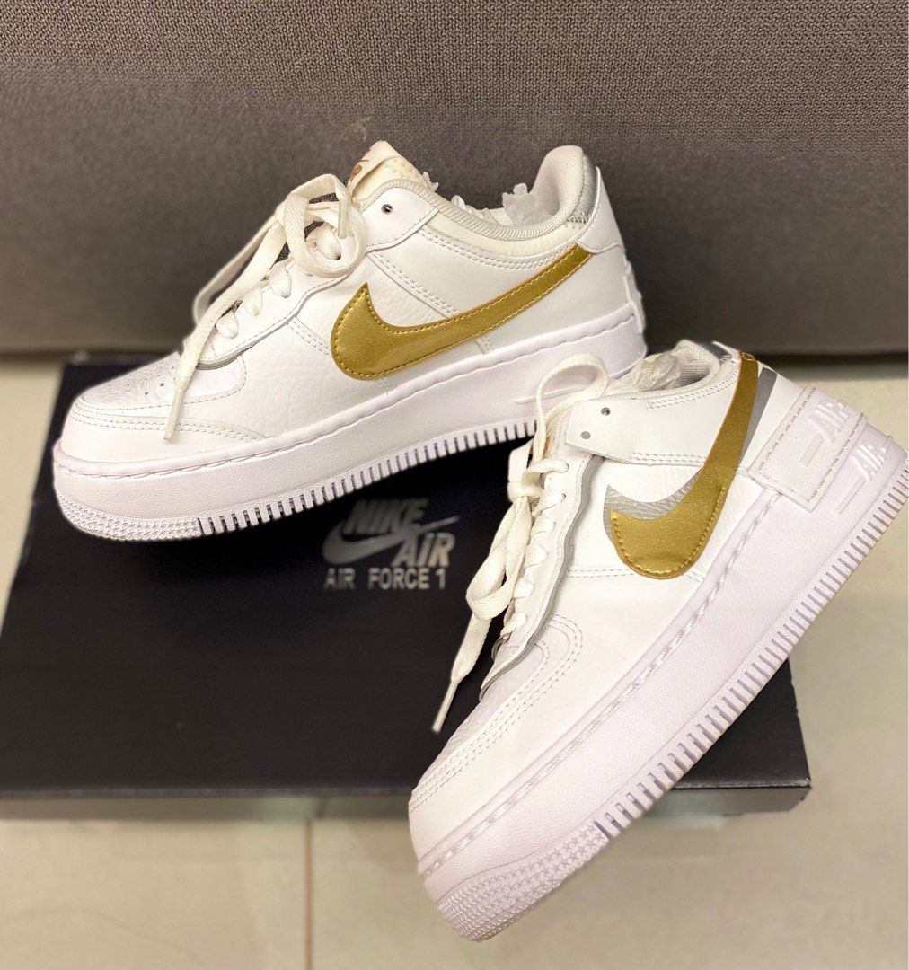 Air force hotsell ones gold swoosh