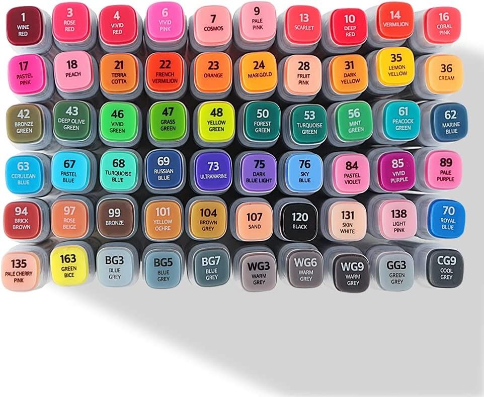OLEEP 80 Colour Permanent Art Markers Twin Marker Pen Broad Fine Point ...