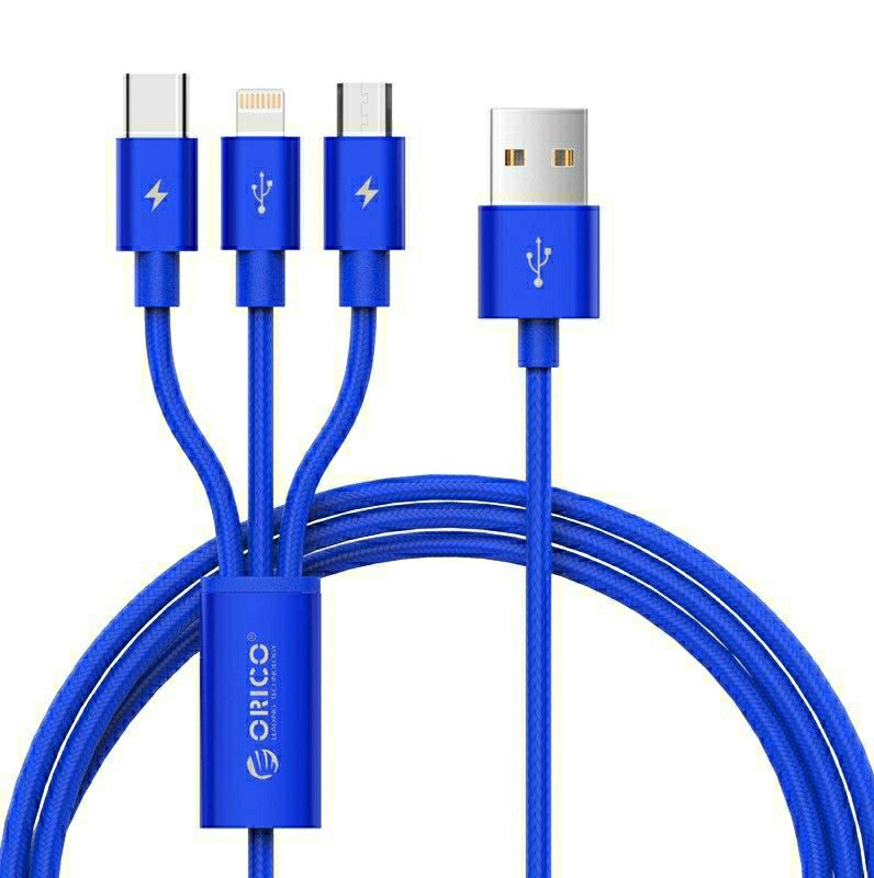 Orico 3in1 Fast Charging Cable (Category: Chargers & Cables) located in Quezon City. Submitted by rosepam (Listing ID 1204225087, Image 1). Description: Orico Fast charge 3 in 1 data cable USB Type-A to Micro- B, Type-C, Lighting Current 3A max Length 1.2m Blue Nylon braided *Cable only (no adapter) *Sealed (not tried/tested) BOUGHT ONLINE ACTUAL pic 4-6 CTTO pic 1-3.