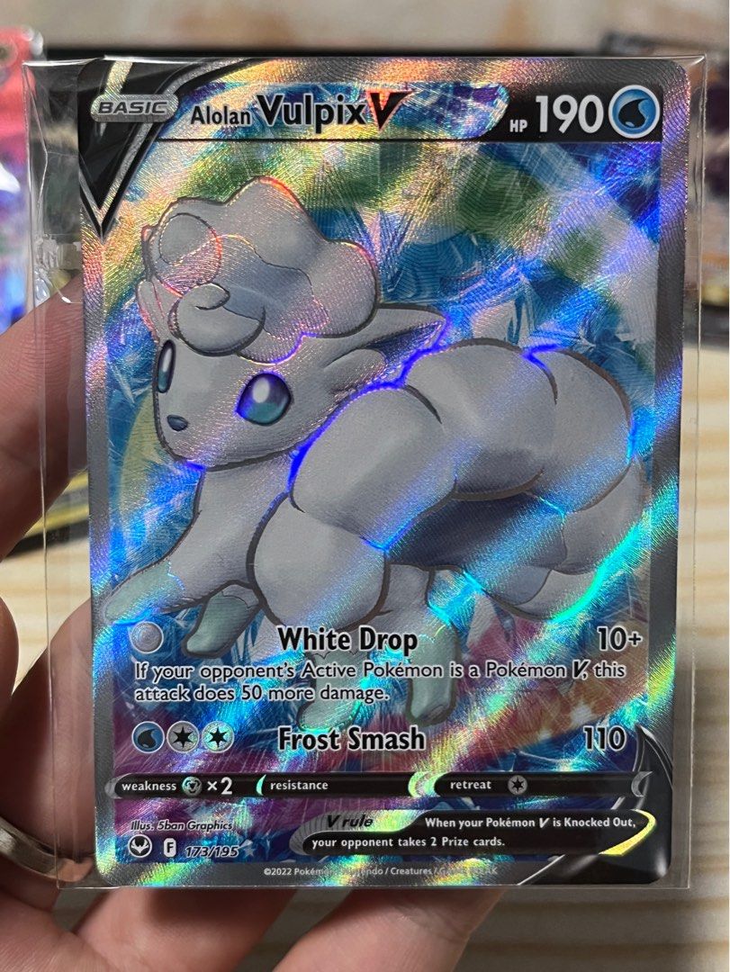 Pokmon Silver Tempest Alolan Vulpix V Full Art Ultra Rare Trainer Gallery  Lugia Card, Hobbies & Toys, Toys & Games on Carousell