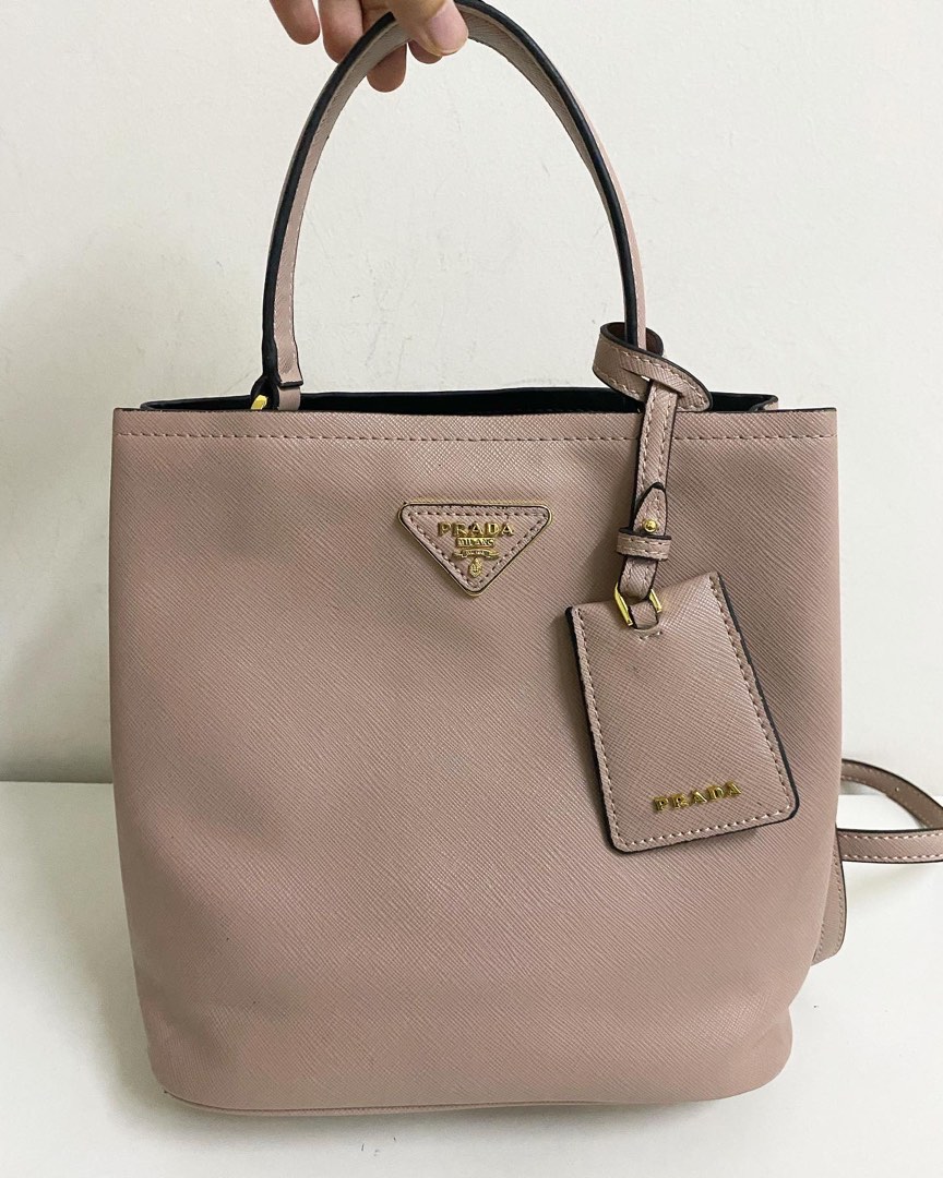 Prada logo plaque tote deals