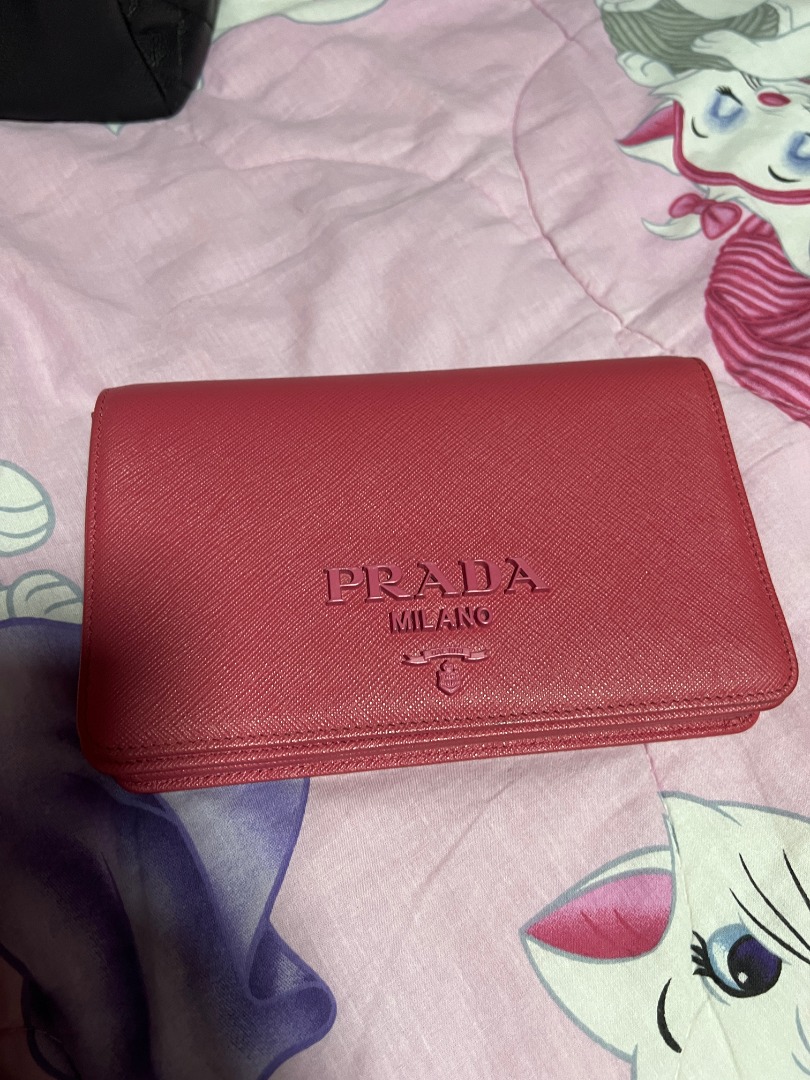 Prada Pink Saffiano Leather Wallet on Chain, Luxury, Bags & Wallets on  Carousell