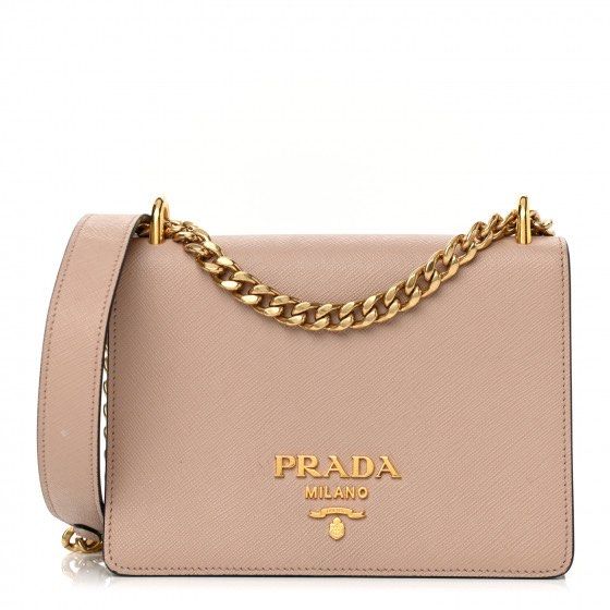 Prada Pattina Saffiano Leather Travel Bag Ivory in Leather with Silver-tone  - GB