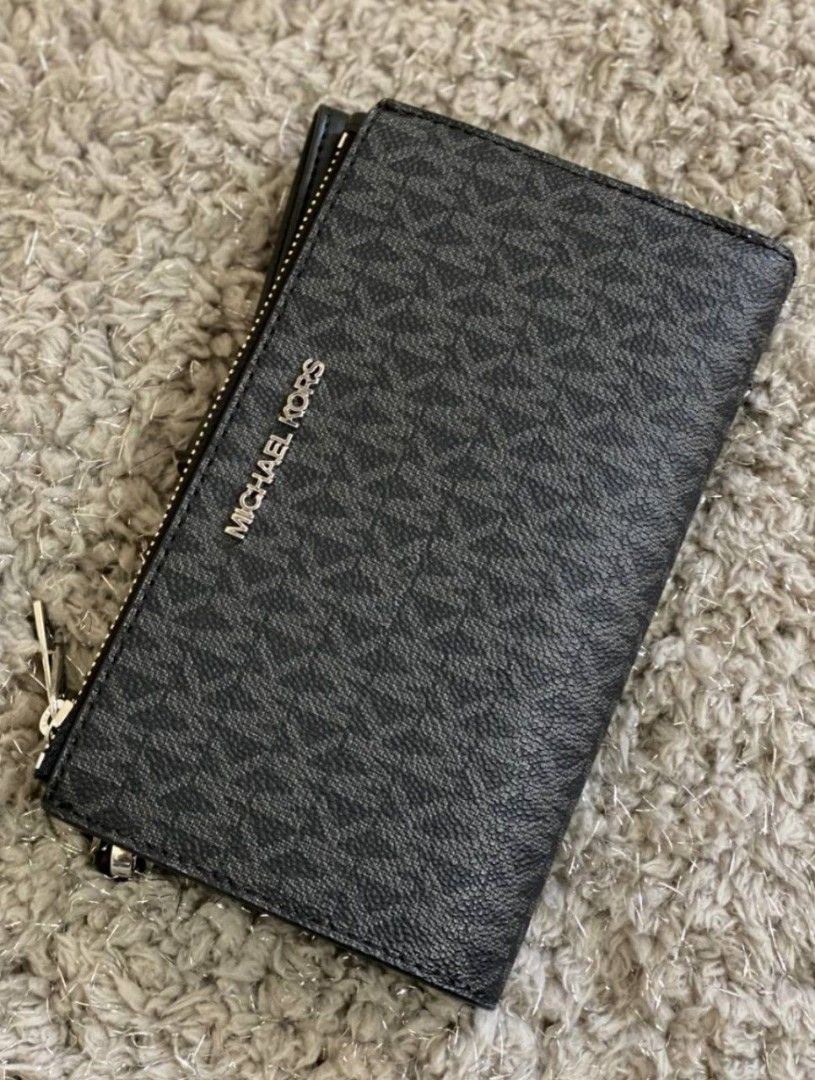 Michael kors double top zip wristlet black