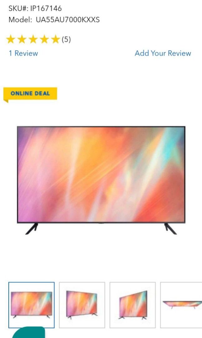 Samsung 55inch AU7000, TV & Home Appliances, TV & Entertainment, TV on
