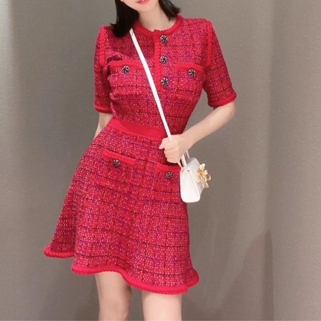 Self-Portrait Self-Portrait Melange Knit Mini Dress, , & , -  Carousell