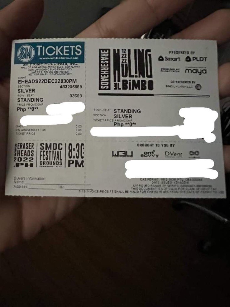 Silver Eraserheads Concert Ticket, Tickets & Vouchers, Event Tickets on