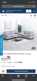 Sofa Informa Langley Fabric 2 dan 3 Dudukan - Abu-abu